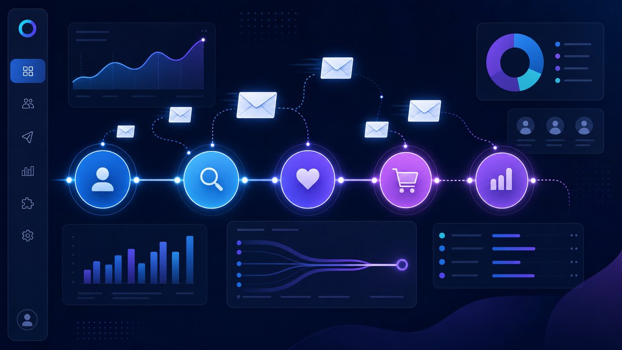 SaaS email marketing strategies concept showing lifecycle automation and analytics