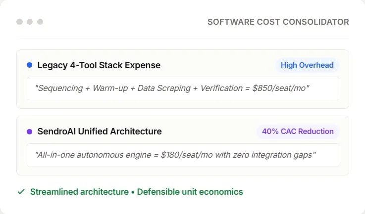 Consolidate outbound tooling to slash CAC via Unified Platform Architecture