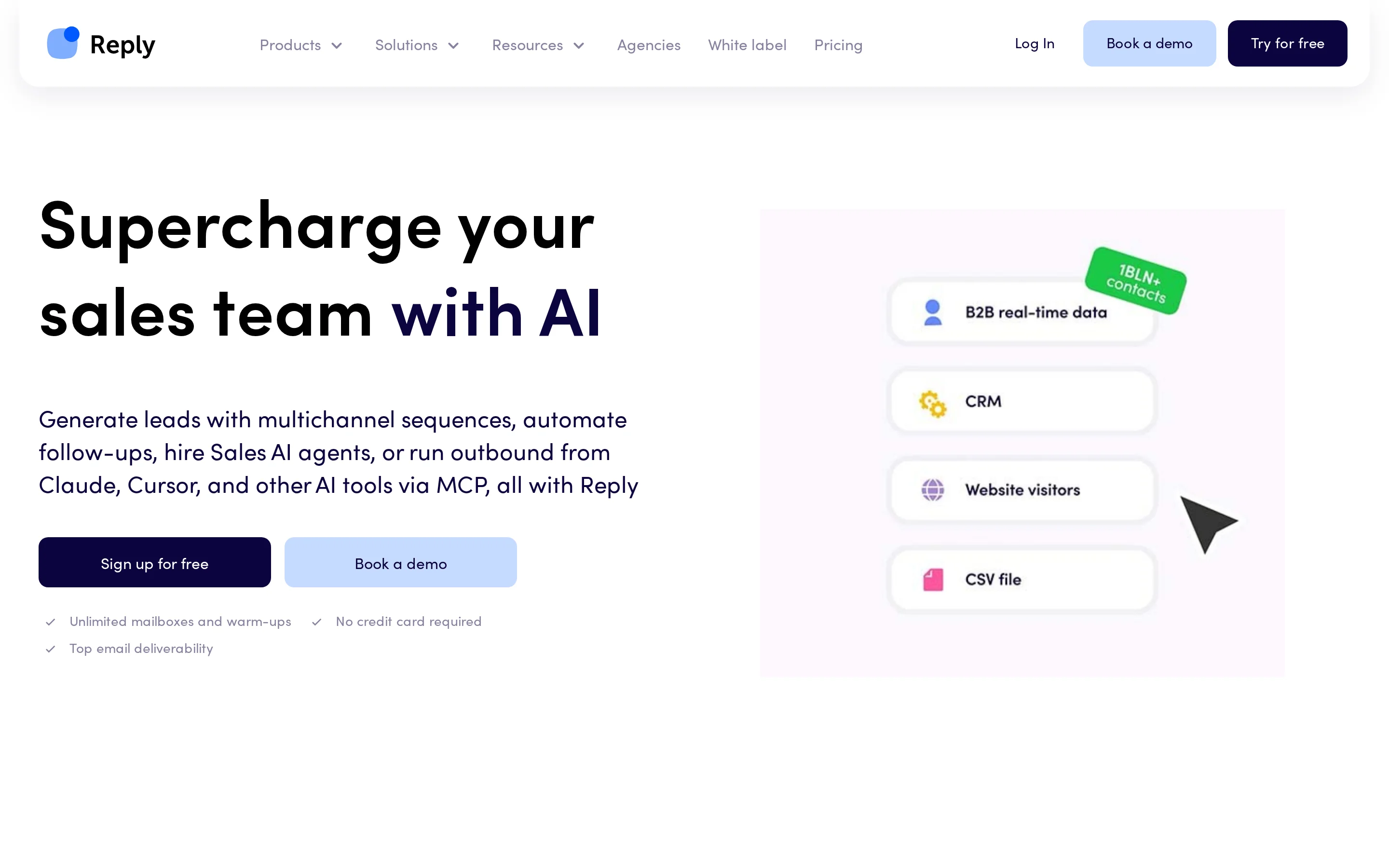 Reply.io Homepage interface