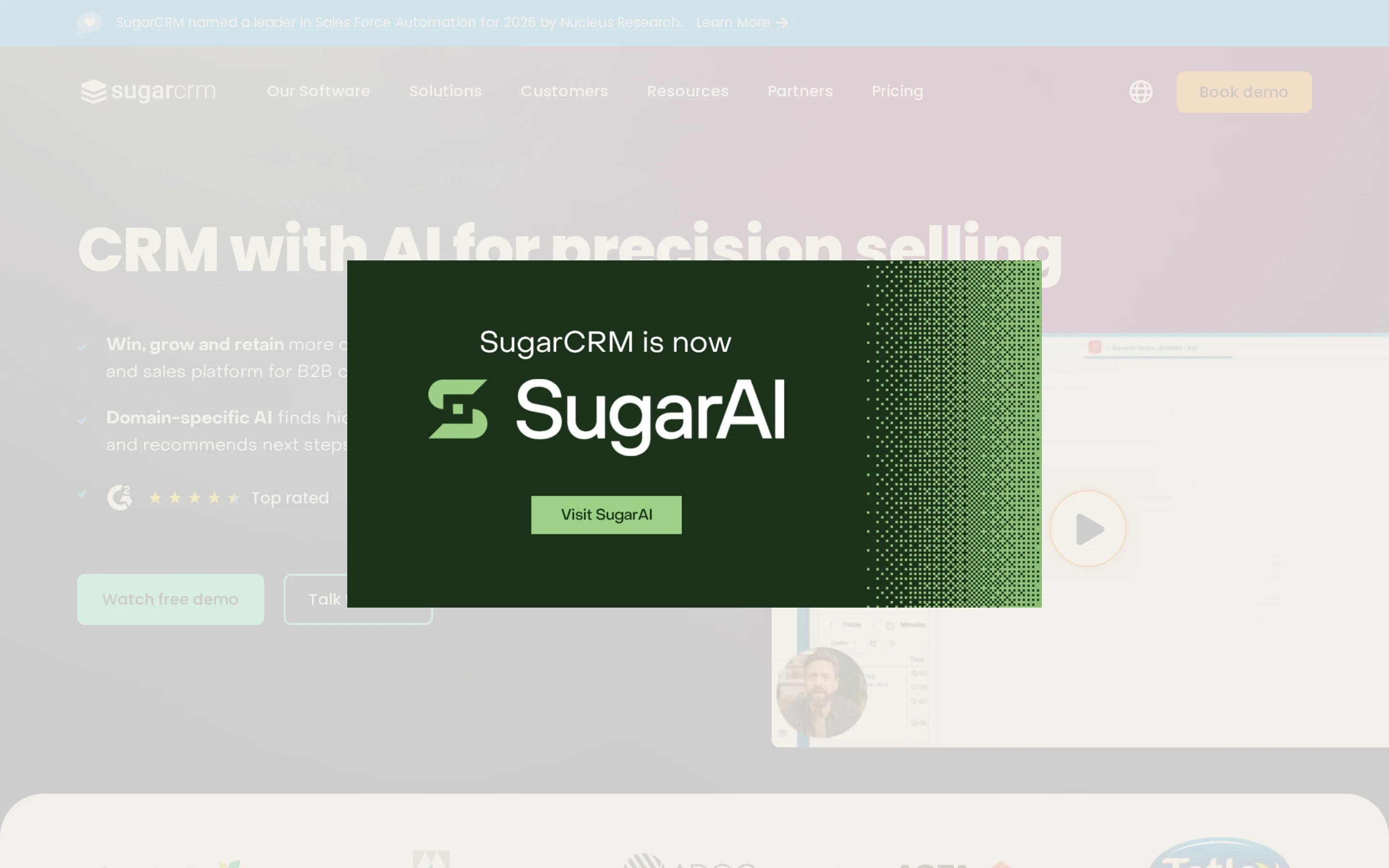 SugarCRM Homepage interface
