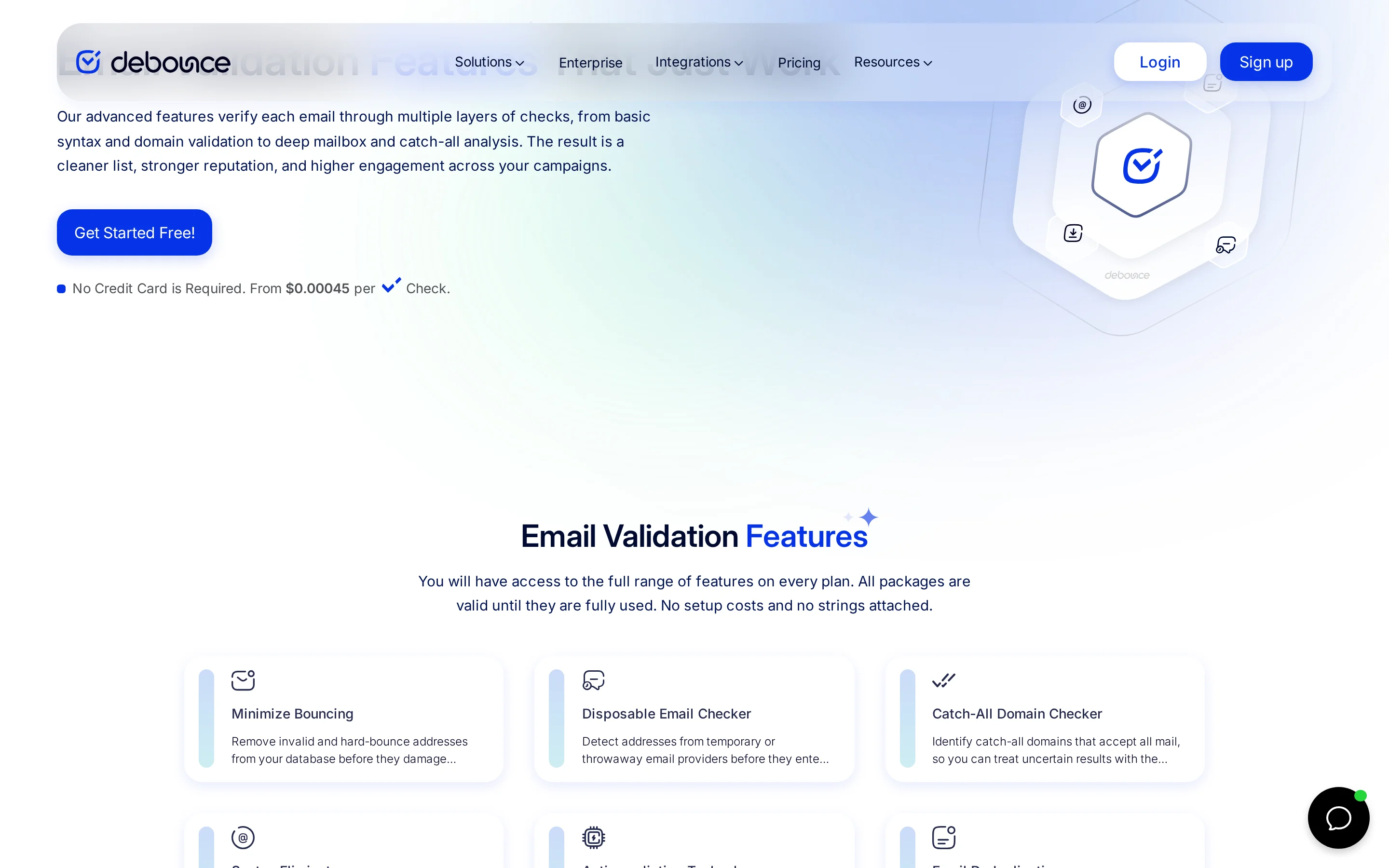 DeBounce Product & Workspace interface