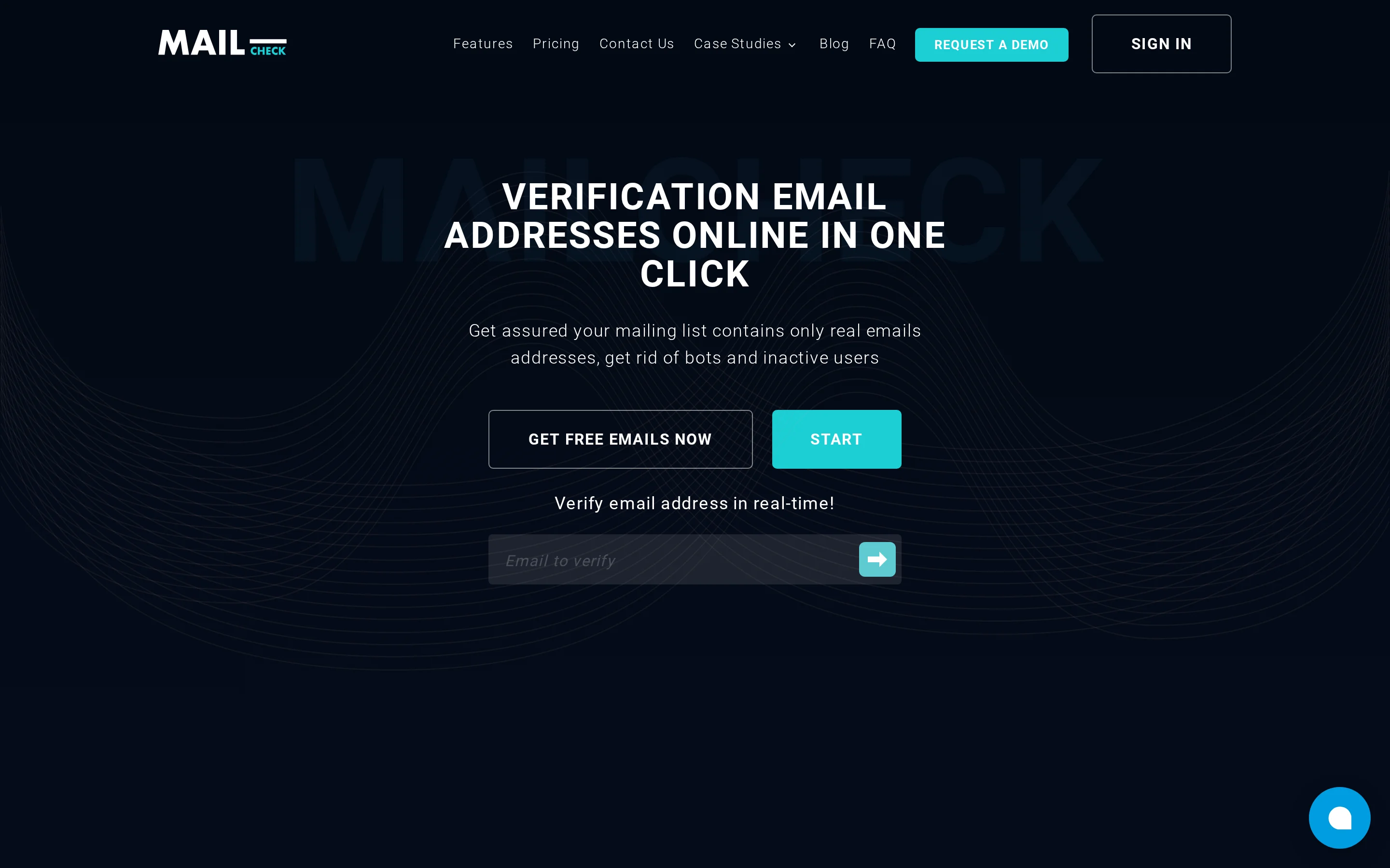 Mailcheck Homepage interface