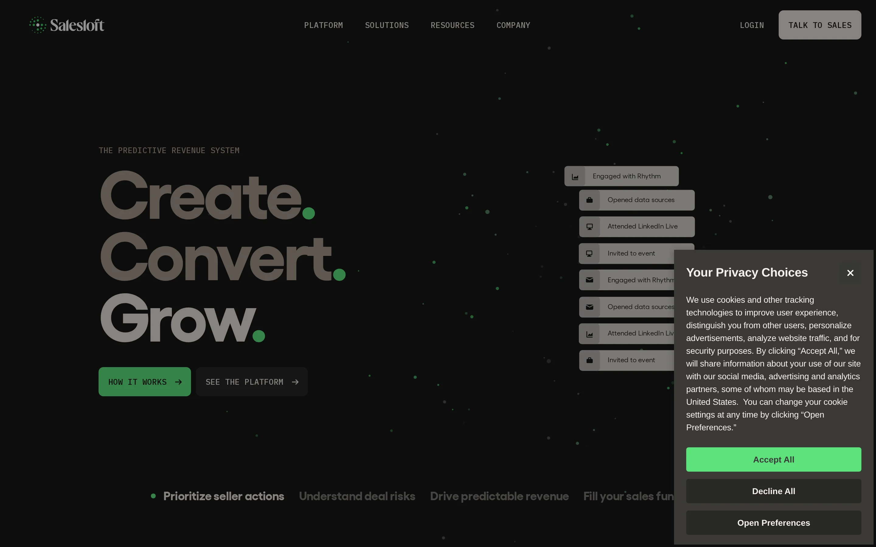 Clari Homepage interface