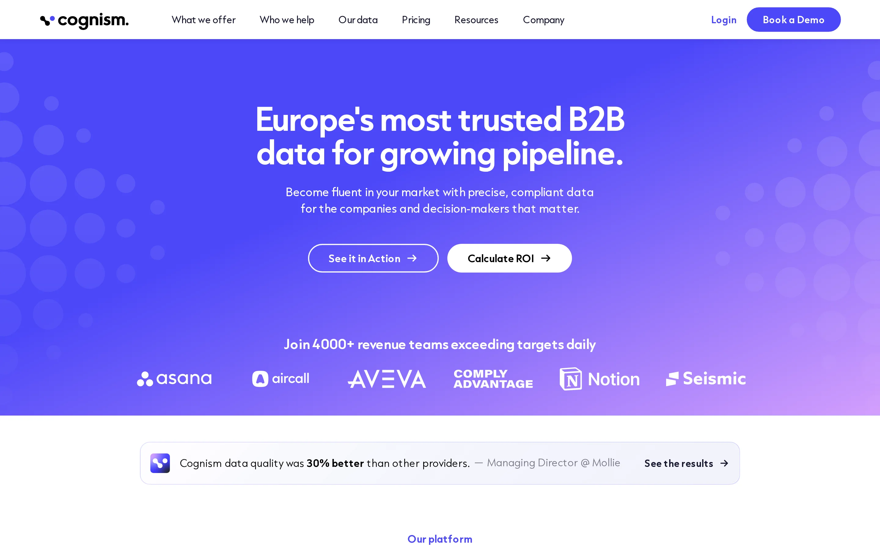 Cognism Homepage interface
