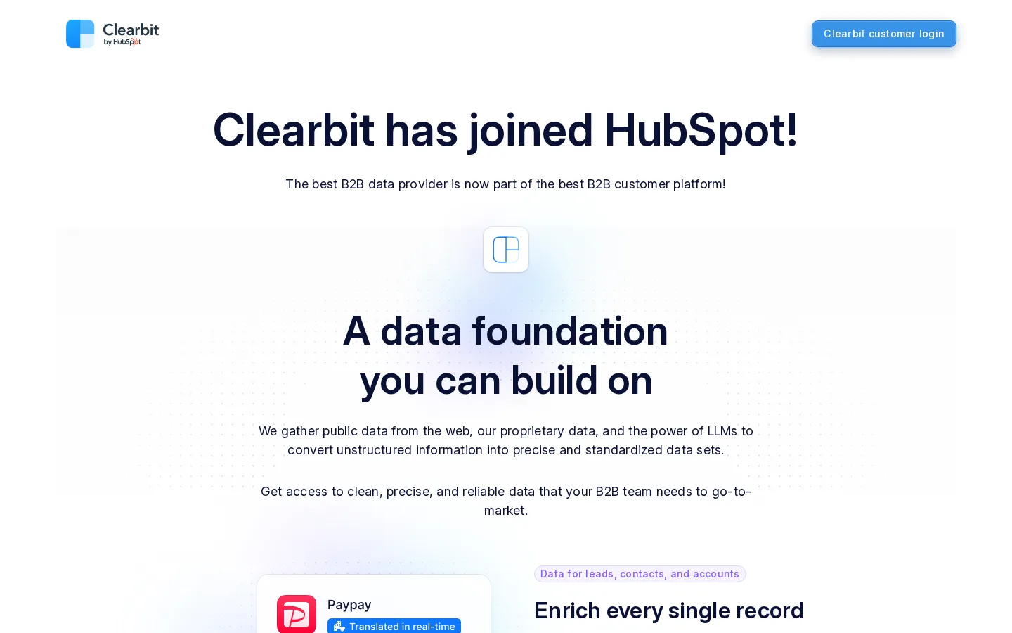 Clearbit interface