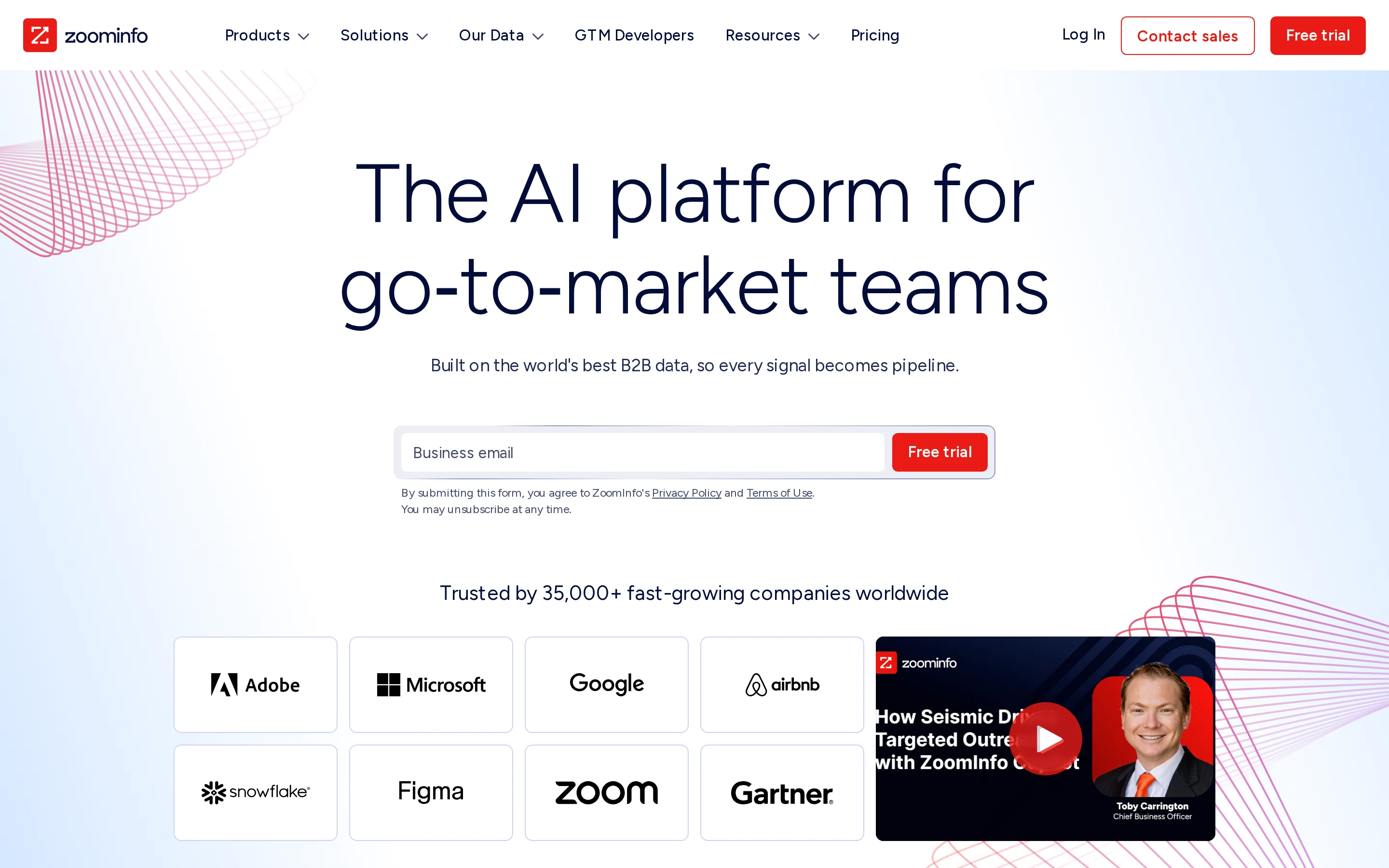 ZoomInfo Homepage interface