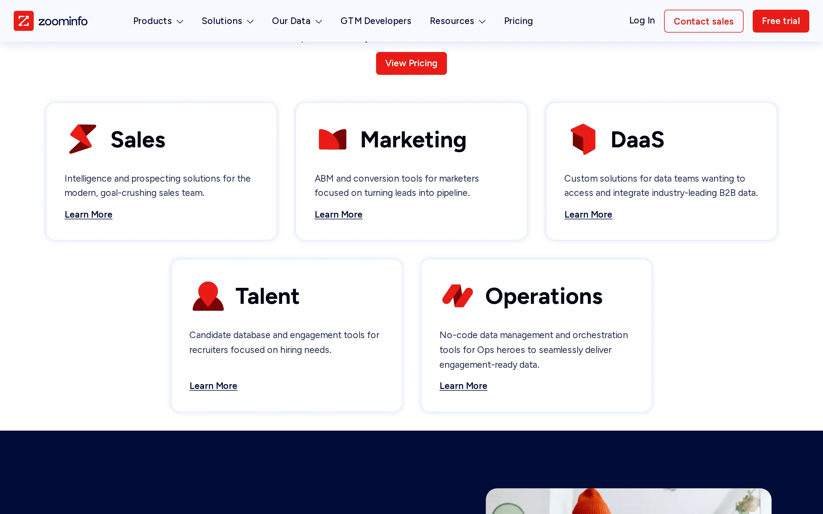 ZoomInfo Product & Workspace interface