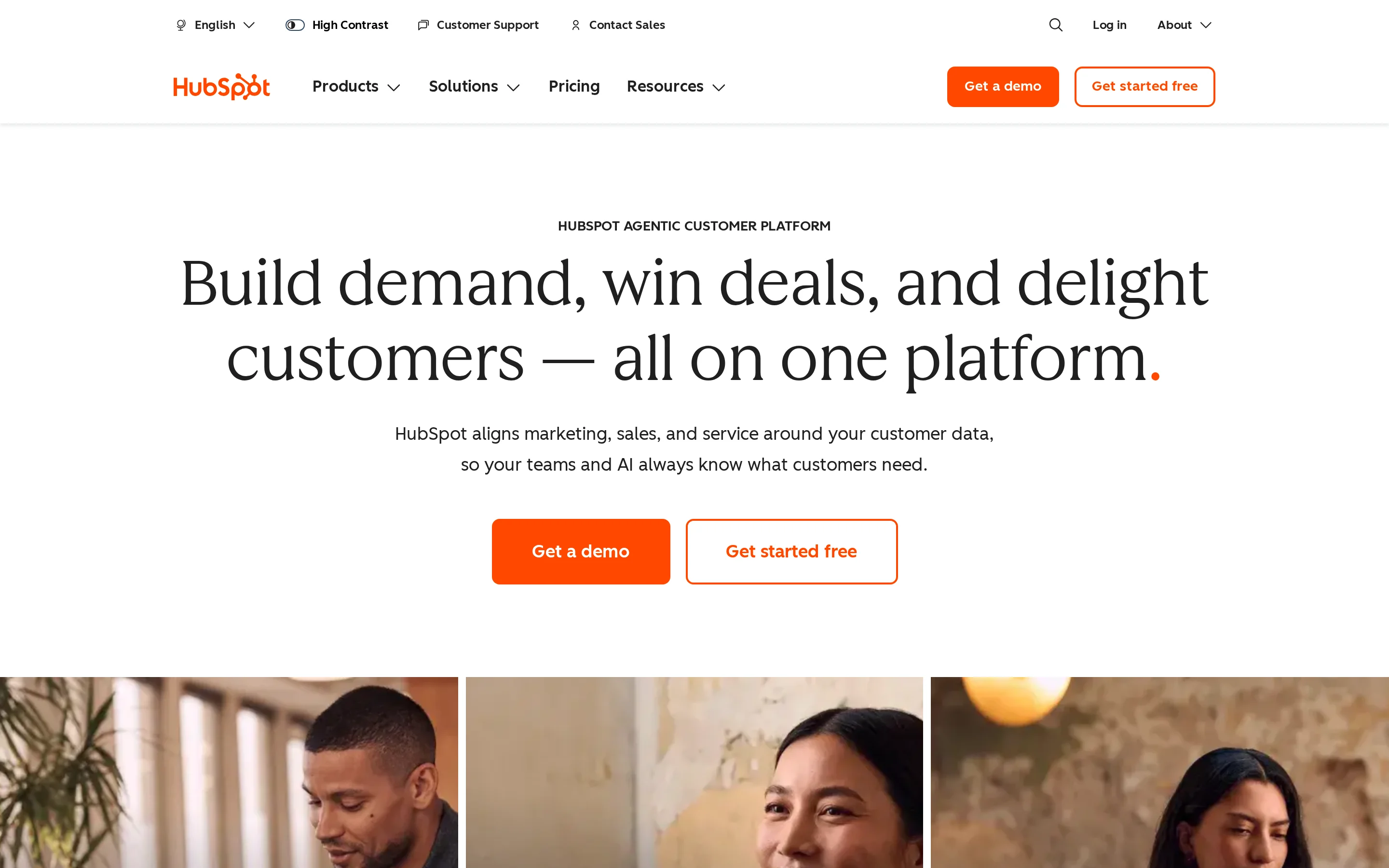 HubSpot Homepage interface