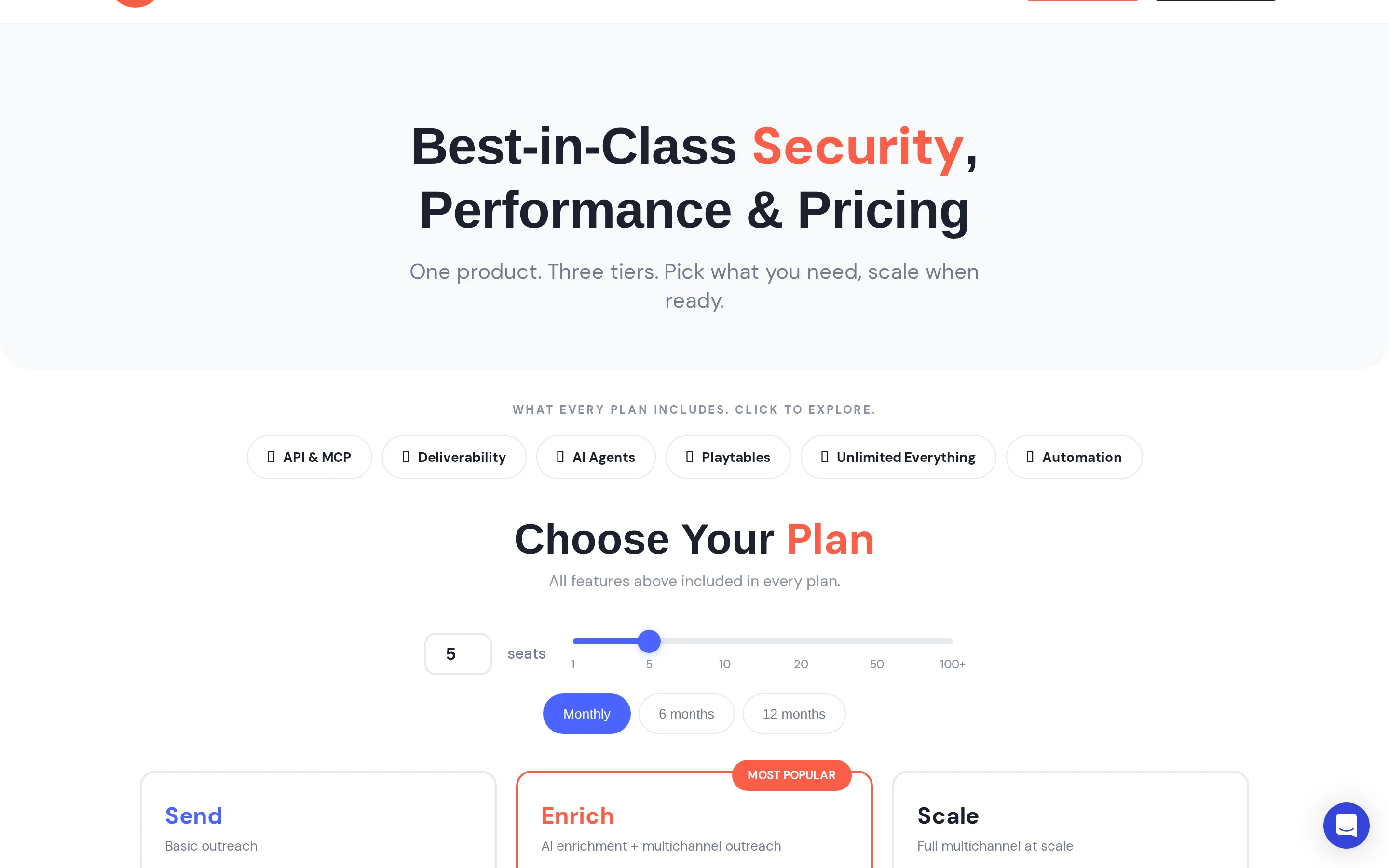 GetSales.io Pricing Table interface