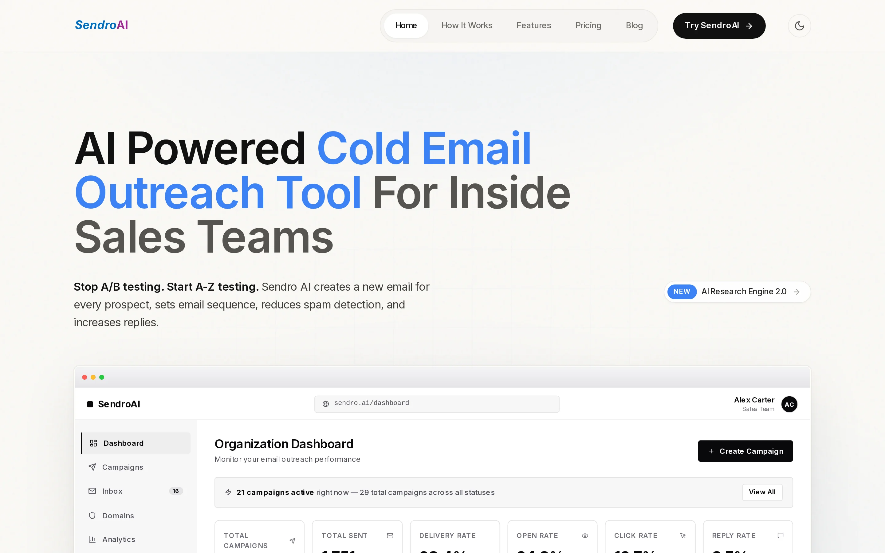 SendroAI Homepage interface