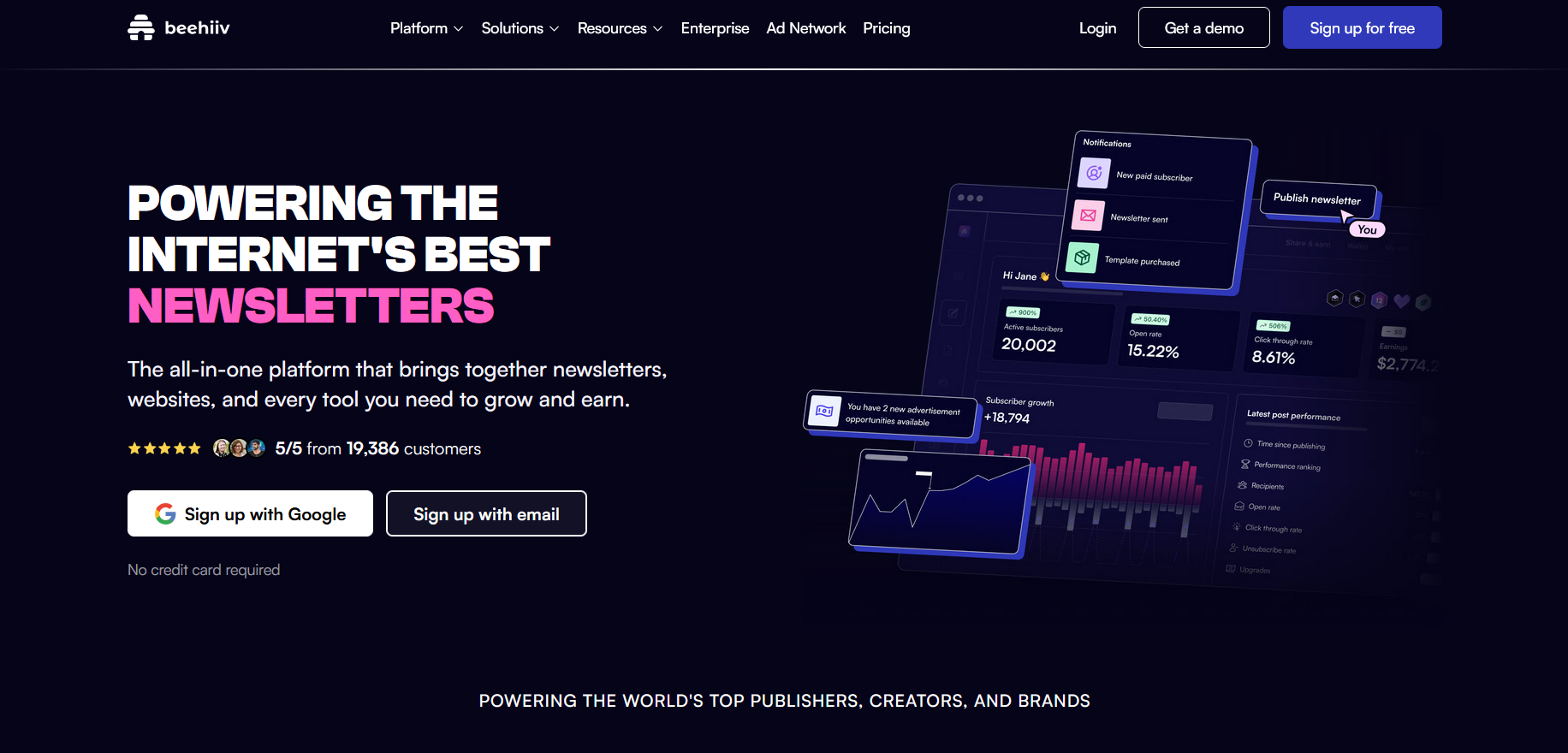Beehiiv product screenshot