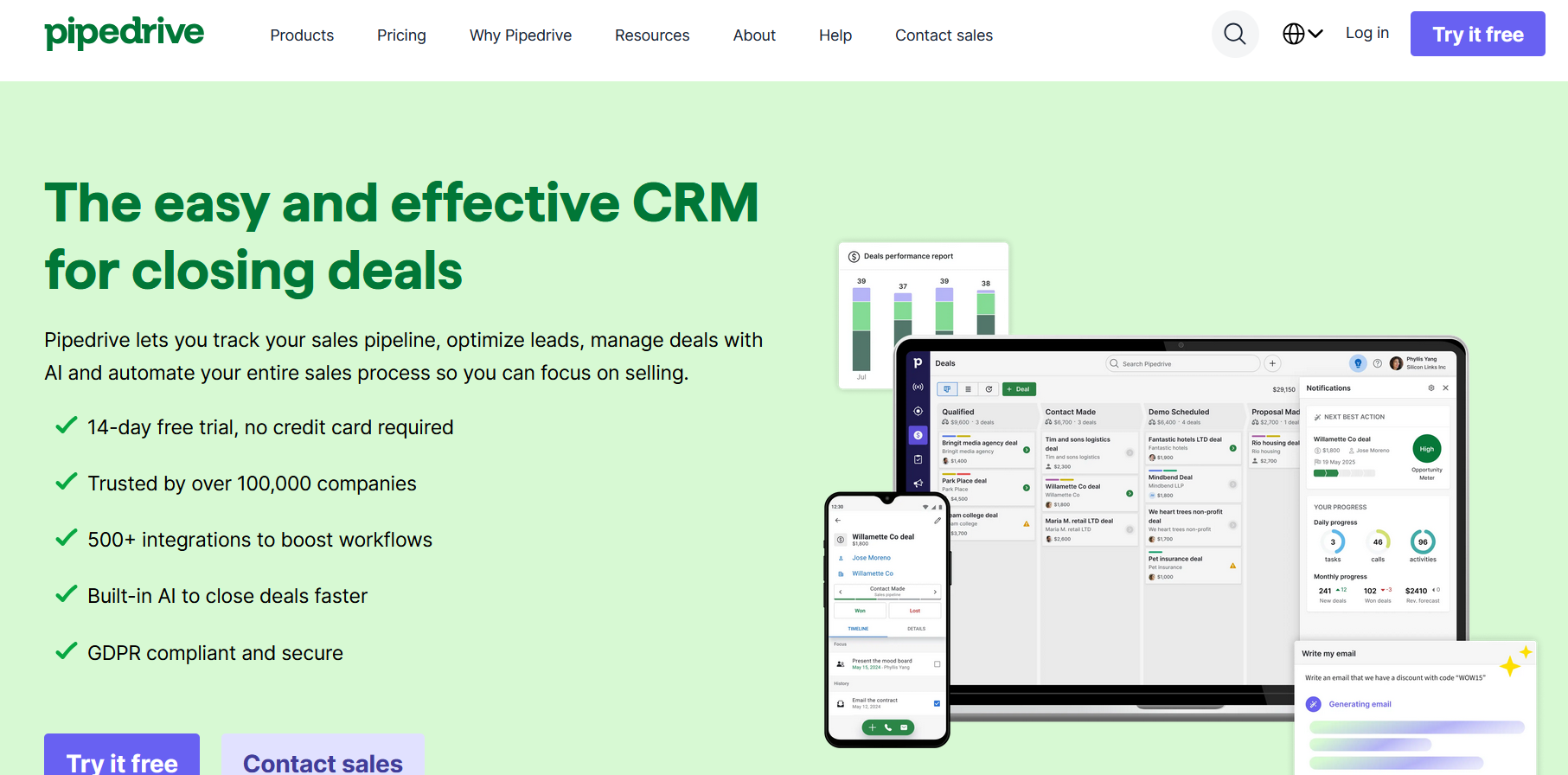 Pipedrive product screenshot
