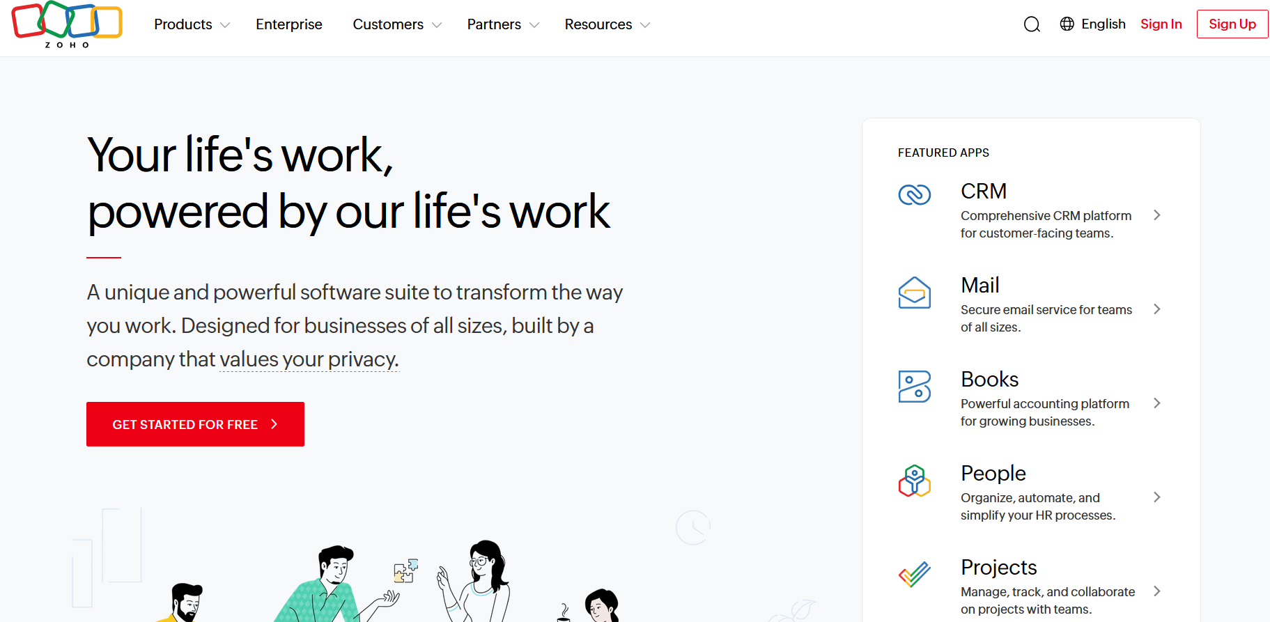 Zoho product screenshot